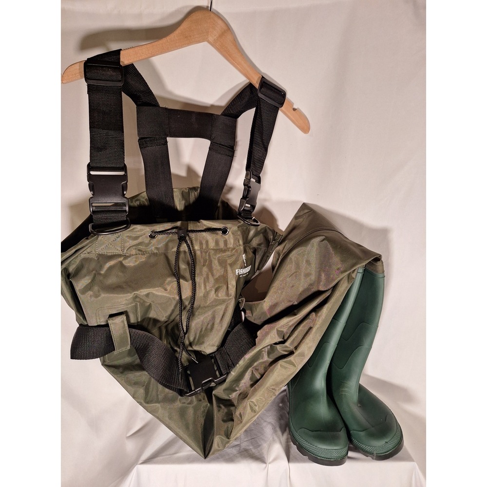Hisea Fishing Waders Olive Green Waterproof Chest High Bib Boots Men